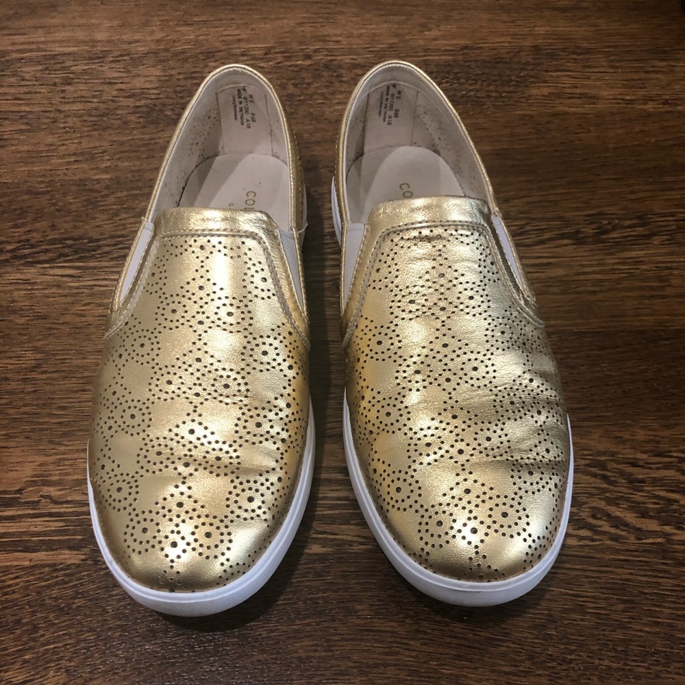 Cole Hahn Grand OS Gold Slip On Sneakers 8.5
